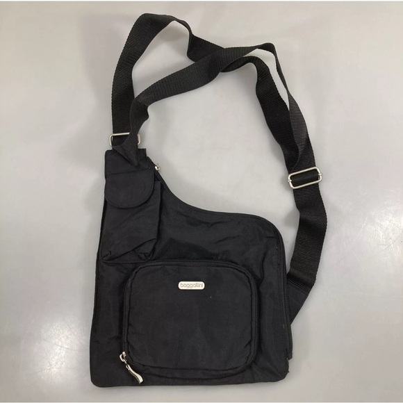 Baggallini Black Nylon Ergonomic Unisex Sling Crossbody Bag Lightweight - Picture 13 of 14